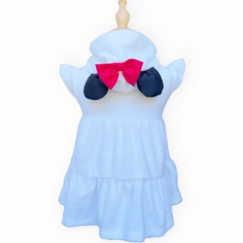 Disney Baby Girl Minnie Mouse Hooded Beach Coverup Dress with Ears. 9-12 Months.